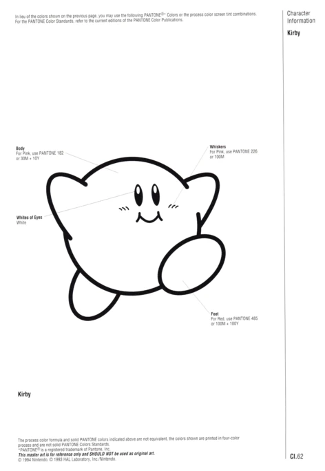 Nintendo Official Character Manual Kirby Pantone
