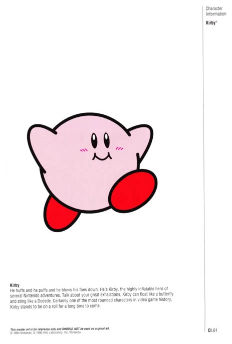 Nintendo Official Character Manual Kirby Perfil