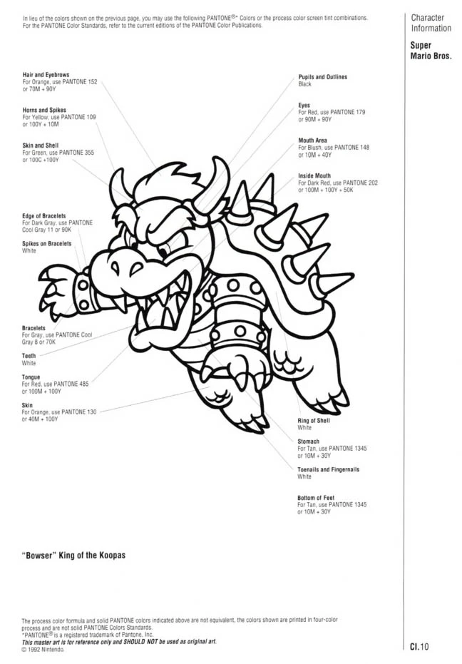 Nintendo Official Character Manual Koopa Pantone