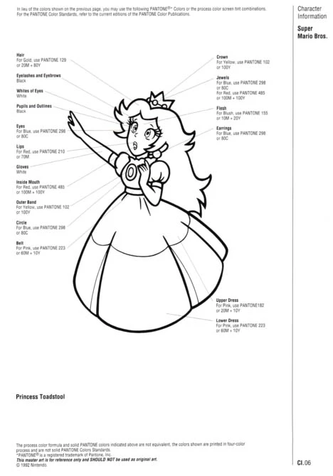 Nintendo Official Character Manual Princesa Peach Pantone