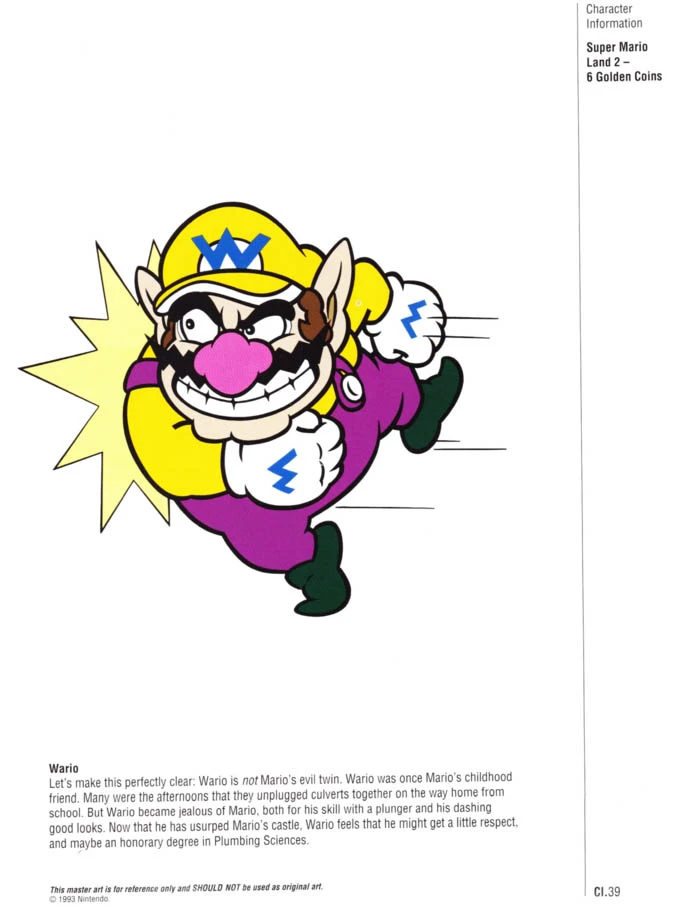 Nintendo Official Character Manual Wario Perfil