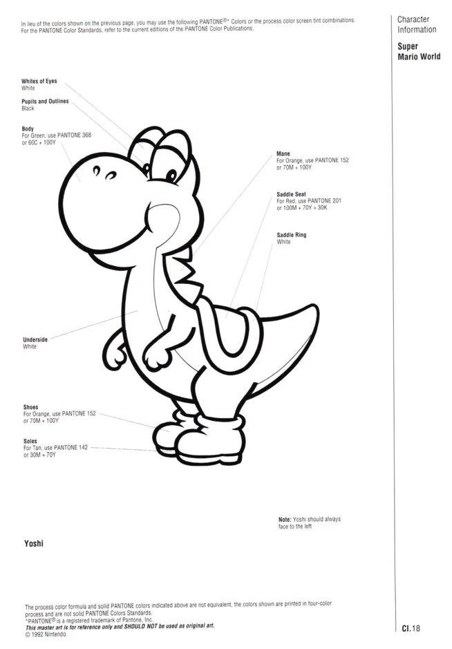 Nintendo Official Character Manual Yoshi Pantone