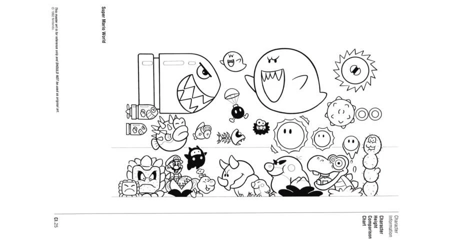 Nintendo Official Character Manual tabela de proporções