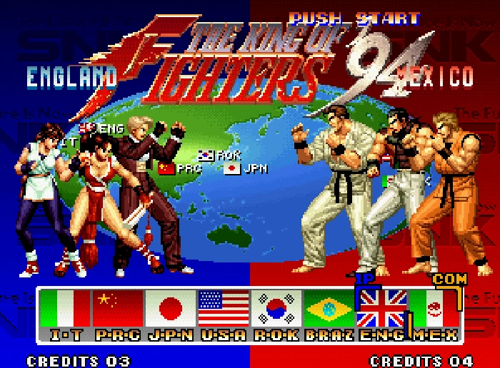 tela de seleção de personagens em The King of Fighter 94