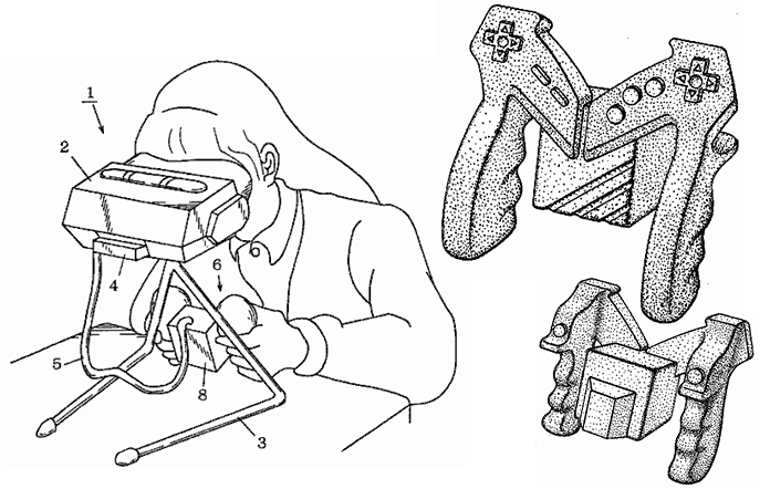 A patente do Virtual Boy apareceu em 1994, e mostrava diferenças em relação ao produto final, especialmente no controle, que teria três botões na direita.